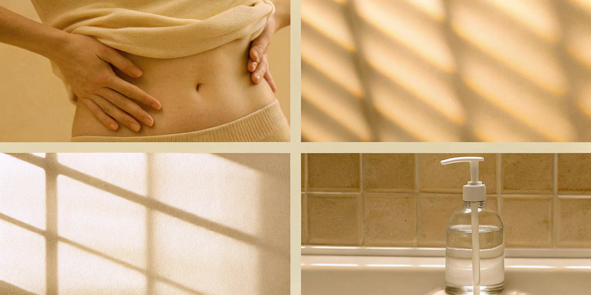 A person with stomach discomfort, a sign your gut health supplement is not working as expected.