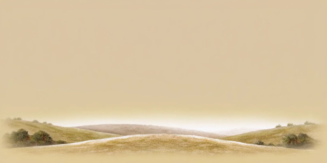 The best postbiotic supplement for gut-brain balance, set against a calm landscape of rolling green hills.