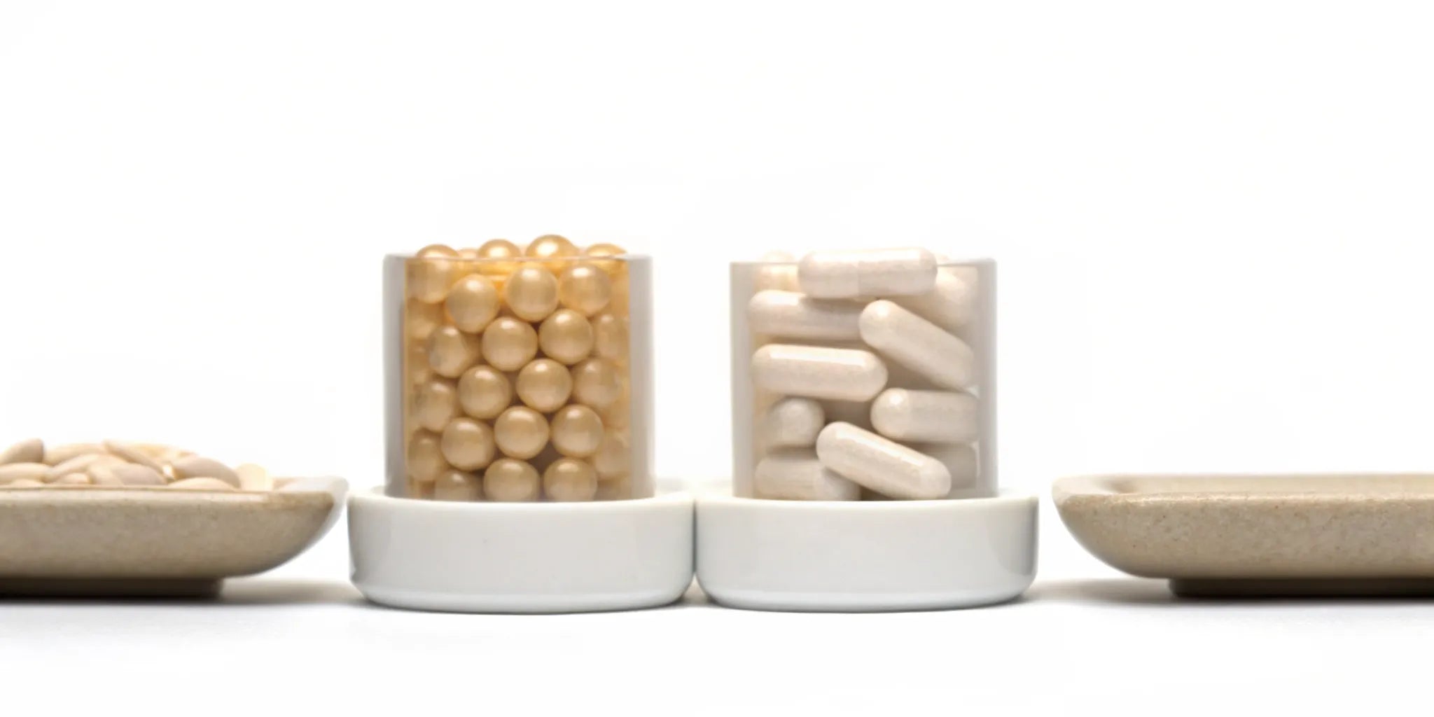 Essential supplements in capsule and softgel form to improve mood and energy.