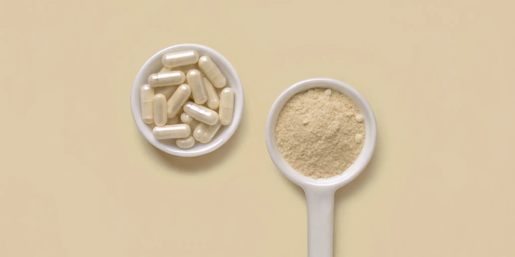 Gut health and inflammation supplements in capsule and powder form.