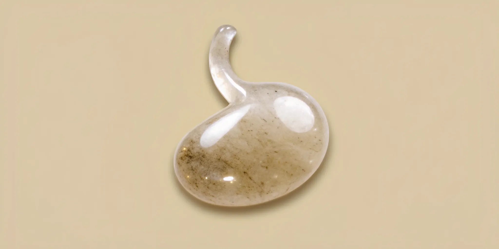 A translucent stone shaped like a stomach, representing the signs of good gut health.