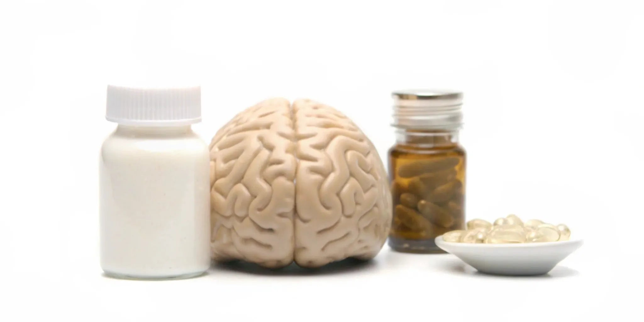 A brain model next to gut-brain axis supplements for gas relief.
