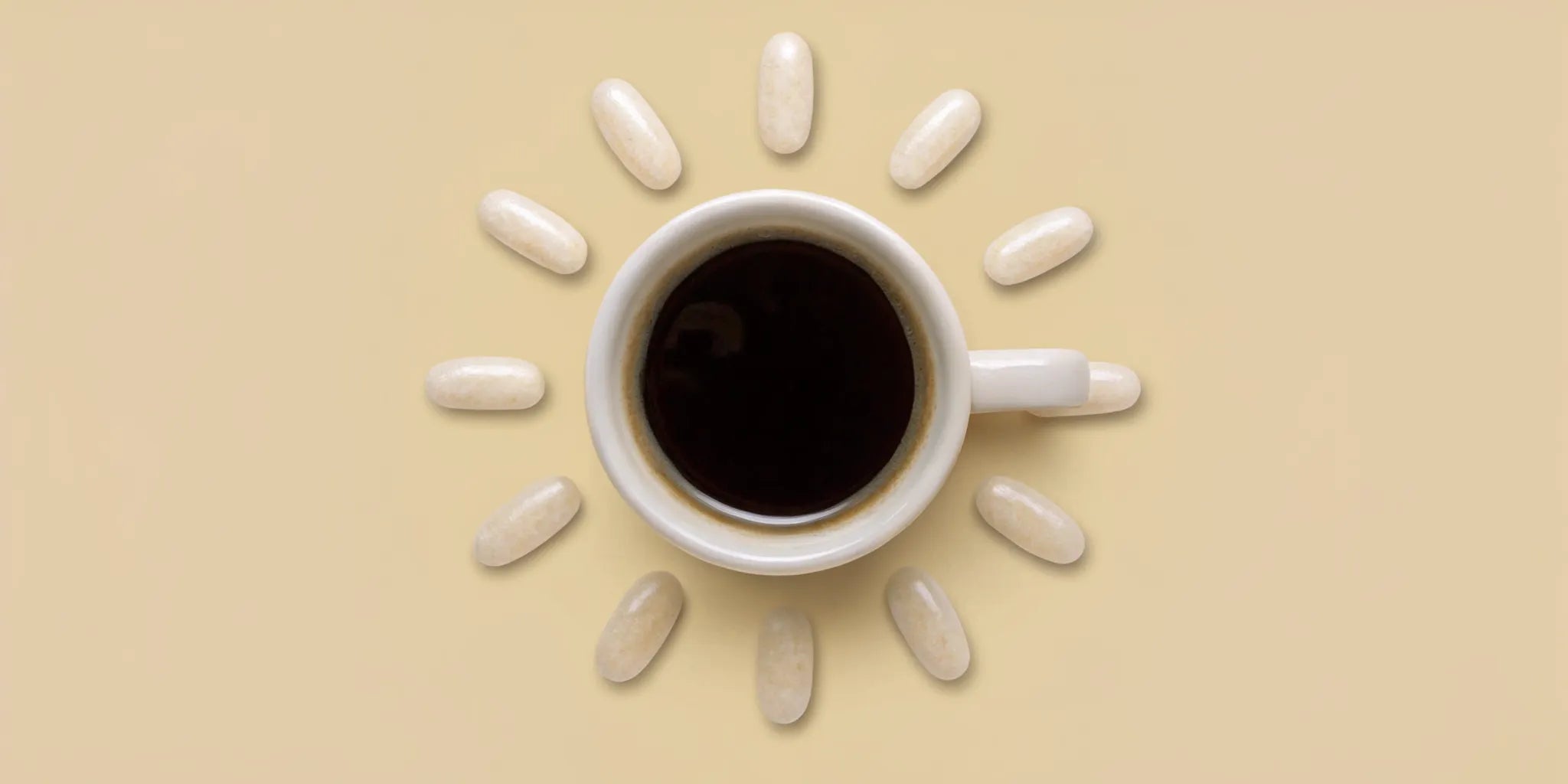 A cup of coffee next to a watercolor illustration representing gut health