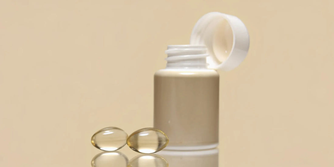 A bottle of fast acting gut health supplements with capsules for quick digestive relief.