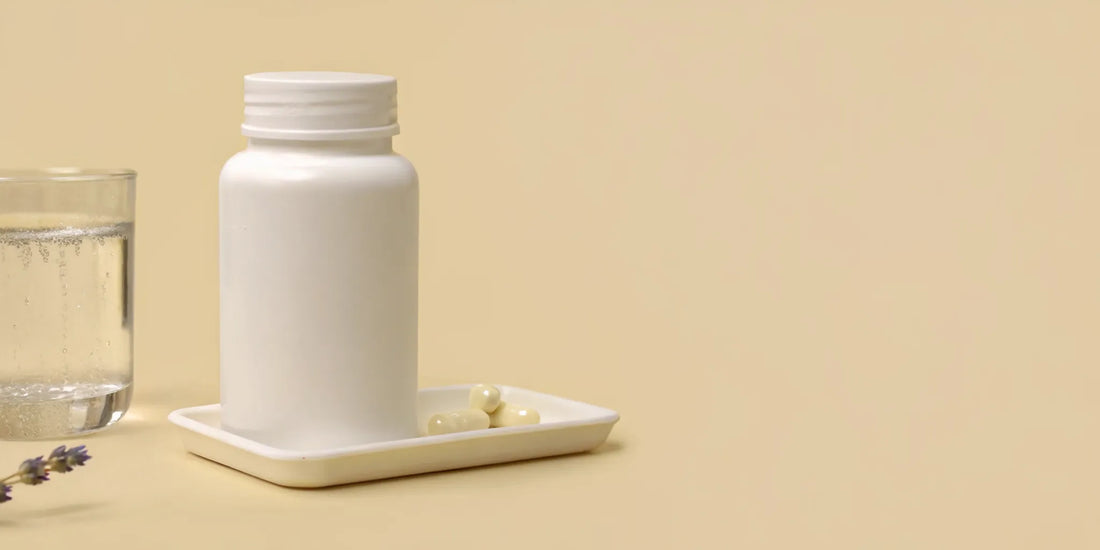 A bottle and capsules of the best gut supplement to support mood and reduce stress.