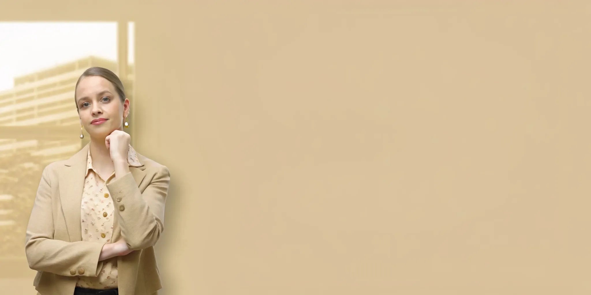 A confident woman feeling the mood-boosting benefits of postbiotics.