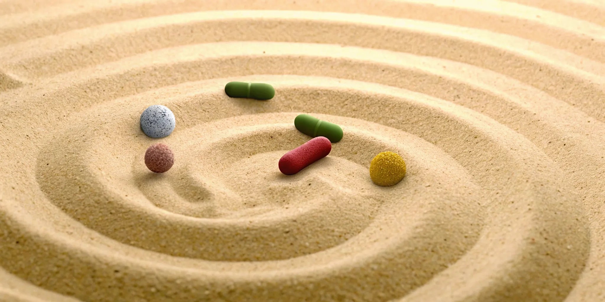 Illustration of a balanced gut microbiome ecosystem
