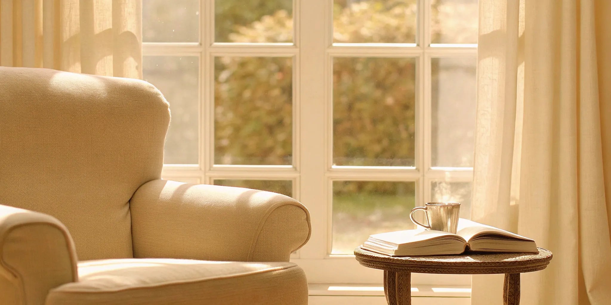 A calm room with a book, a peaceful space for managing anger and irritability with natural mood stabilizers.