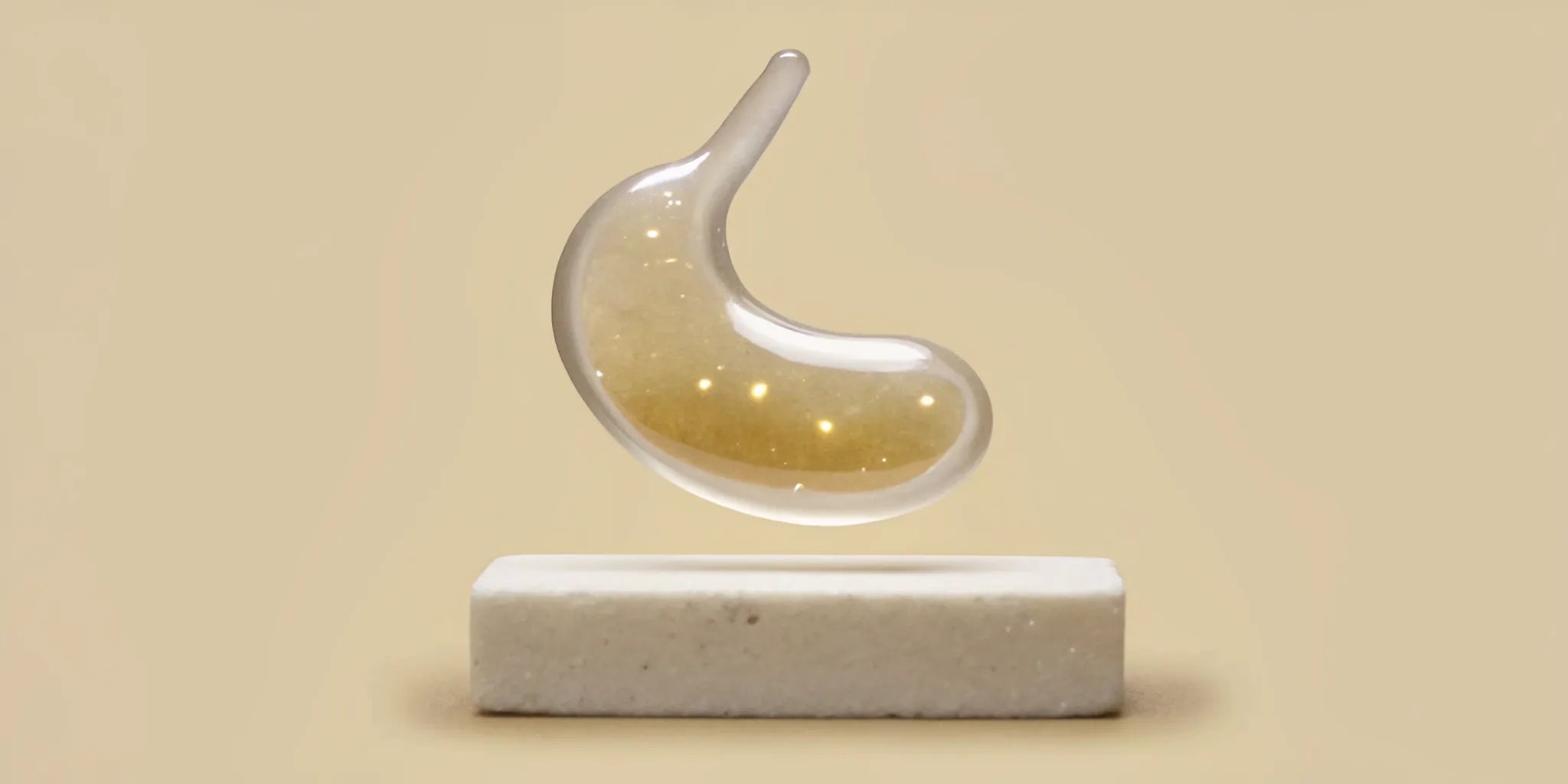 A glass stomach model showing how postbiotics support gut health for IBS relief.
