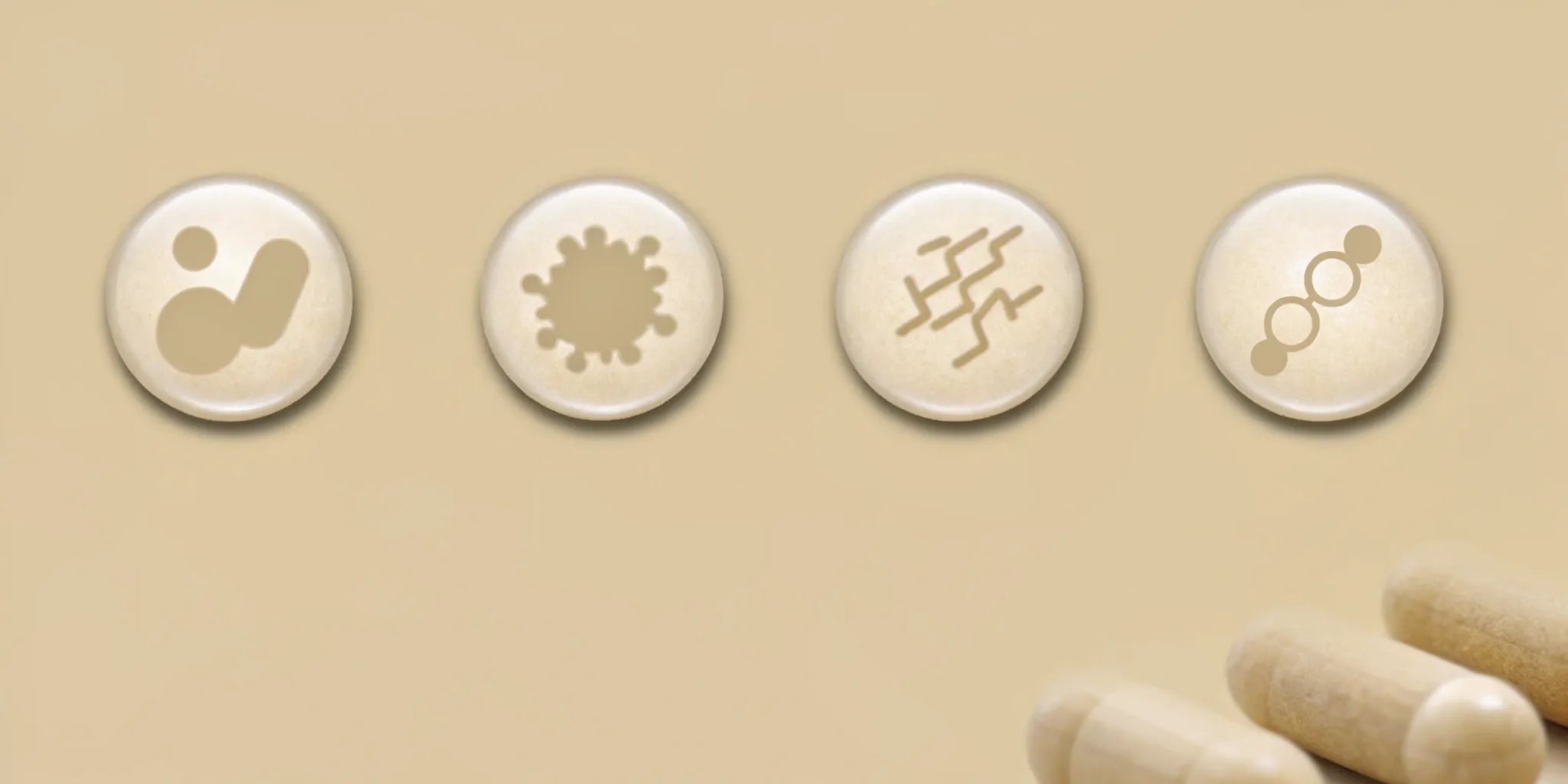 Postbiotic supplement capsules for gut health, helping to relieve bloating and brain fog.