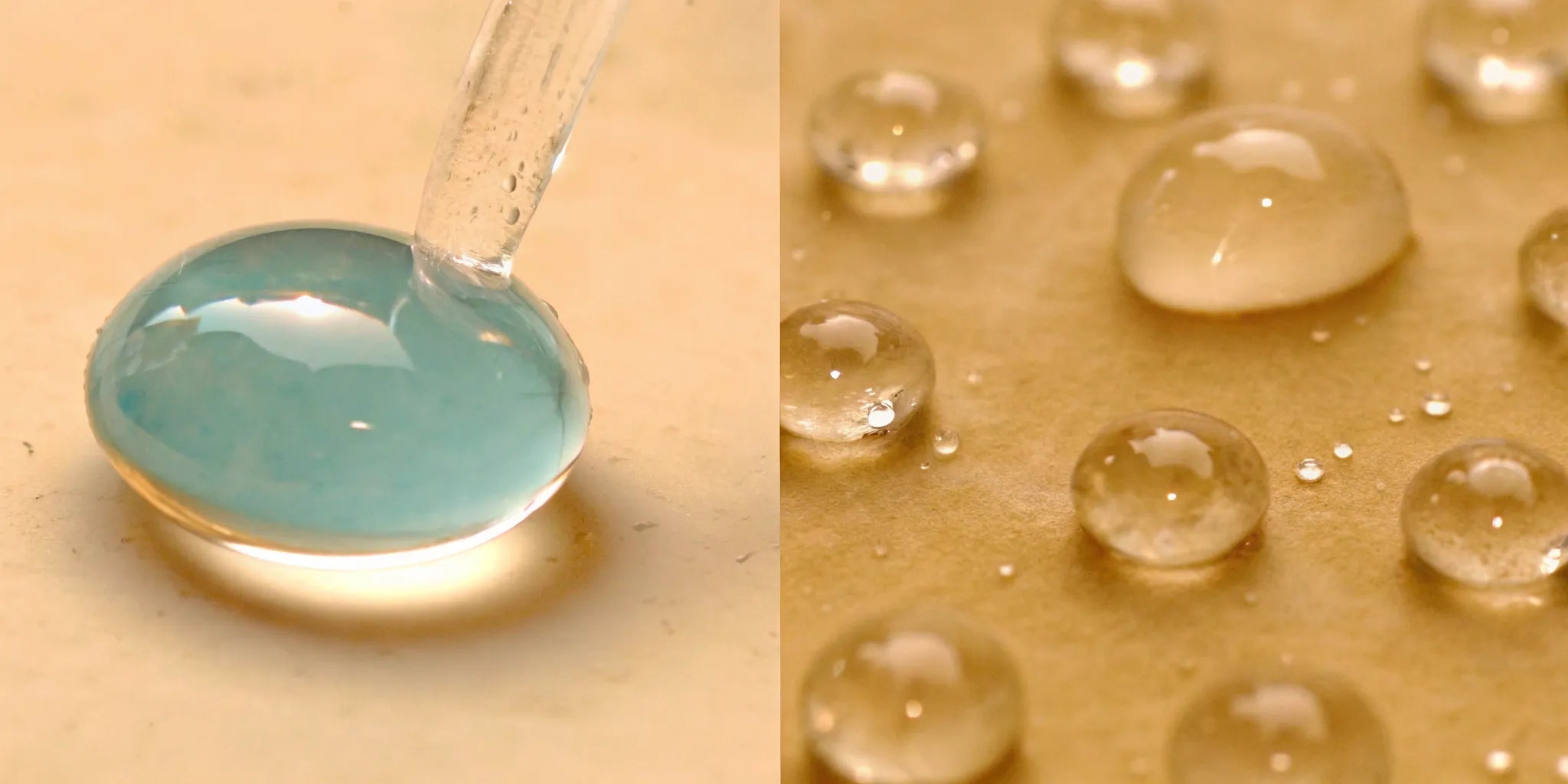 Water droplets comparing the benefits of postbiotics vs probiotics for gut health.