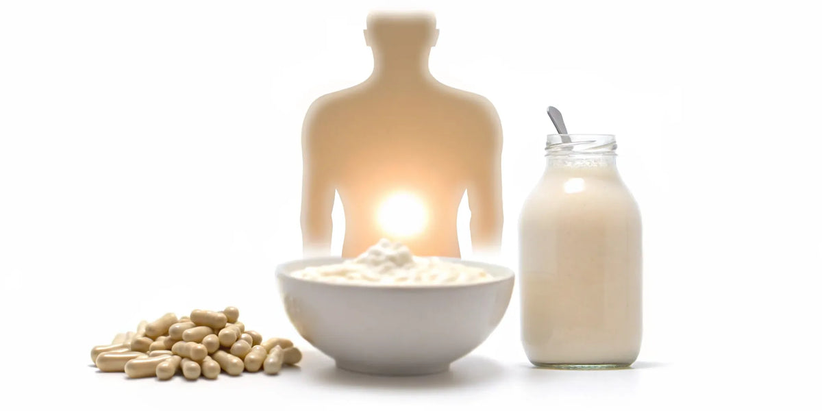 Postbiotics vs. probiotics supplements and foods like yogurt for reducing digestive discomfort.
