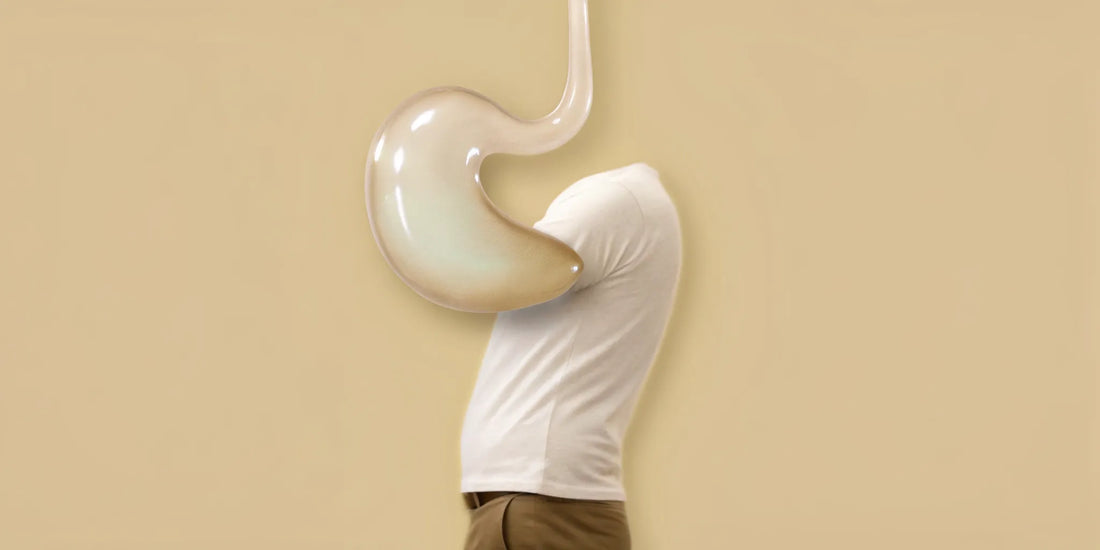 A person's stomach experiencing discomfort from gurgling and gas.