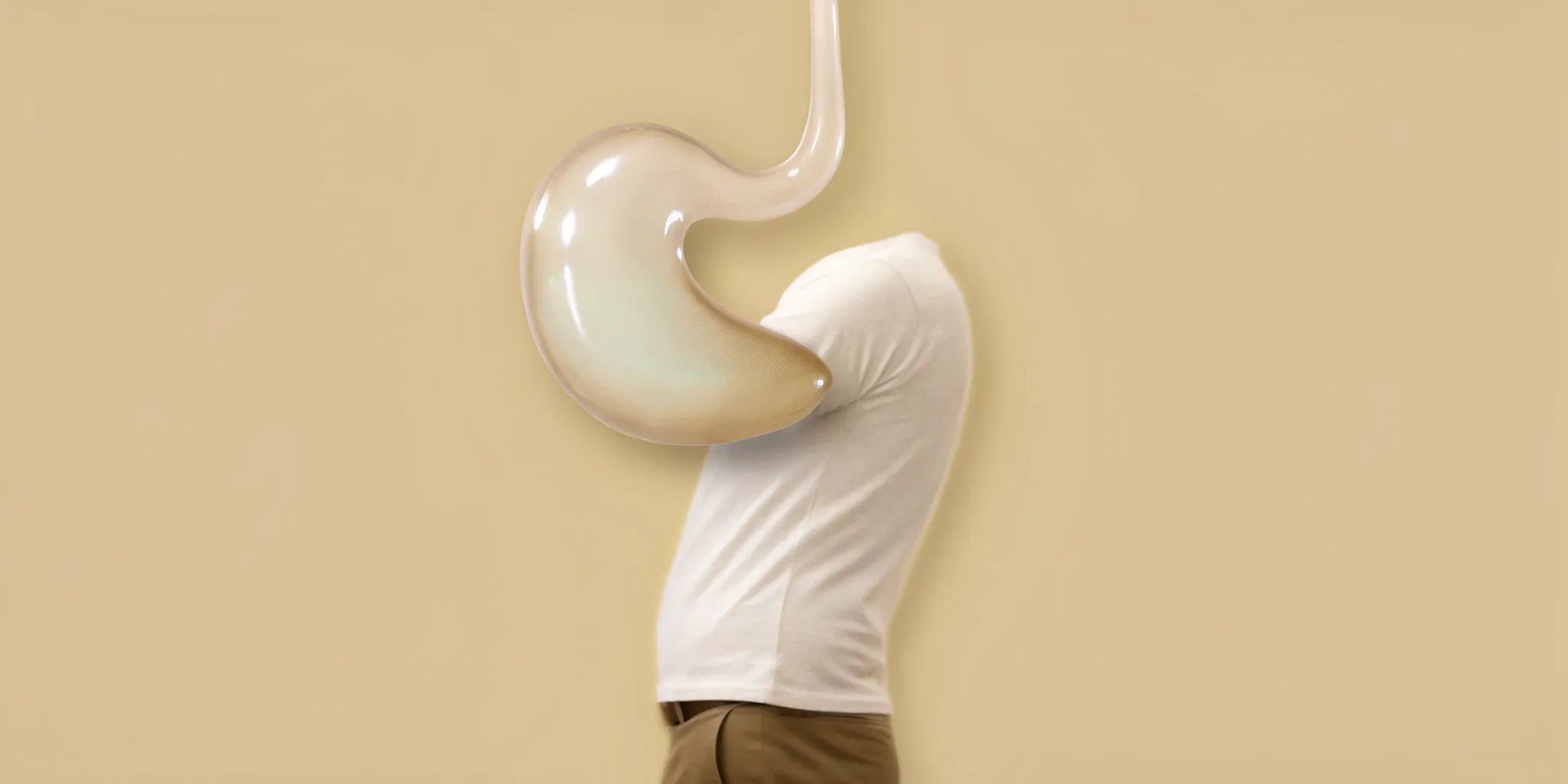 A person's stomach experiencing discomfort from gurgling and gas.
