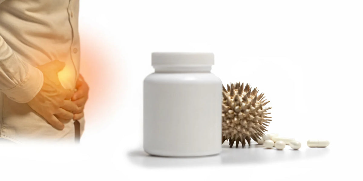 A person chooses postbiotics, a gentler option for a stomach upset by probiotics.