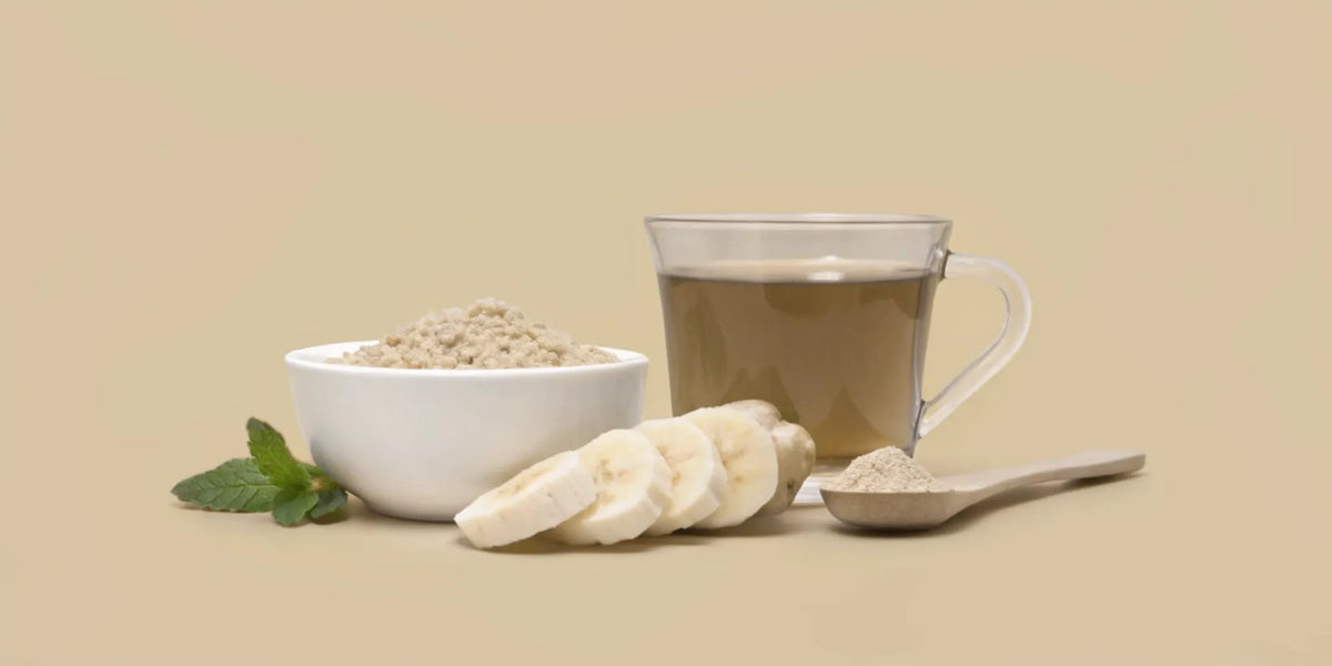 Postbiotic powder with bananas, the best alternative to probiotics for a sensitive stomach.