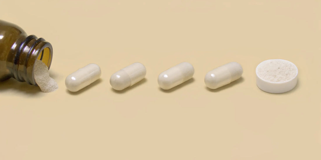 When to expect results from a gut health supplement, pictured as capsules spilling from a bottle.