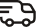 Black and white icon of a delivery truck with two wheels and motion lines behind it, indicating speed or movement.